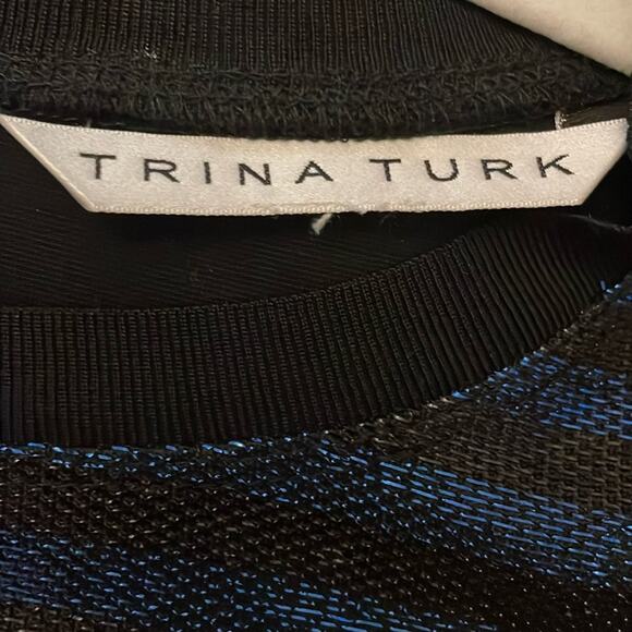 Trina Turk Long Sleeve Knit Mini Dress Blue and Black Metallic XS/S - Picture 4 of 6
